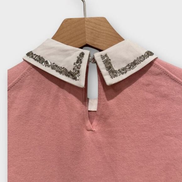TED BAKER LONDON Thara Beaded Collar 3/4 Sleeve Sweater Size 1 - Picture 4 of 9